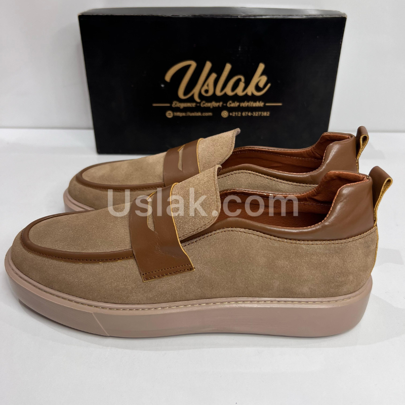 Uslak Mocassin Médicales en Daim pour Hommes