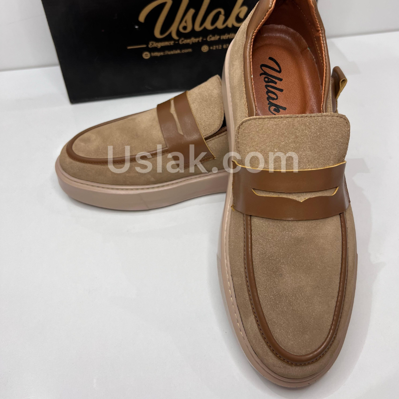 Uslak Mocassin Médicales en Daim pour Hommes