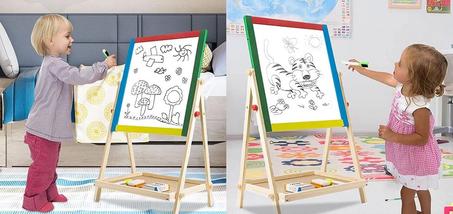 Tableau noir et tableau blanc 2 en 1 en bois pour enfants