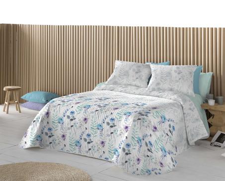 FUNDECO JETĖ DE LIT MATELASSÈ DOUBLE FACE + 2 HOUSSES D'OREILLER- ref : ALIANA UNICO 250X270 CM