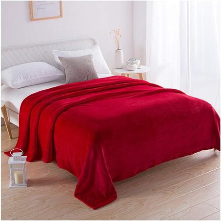 PLAID POLAIRE CHAUD UNI ROUGE 220X240 CM