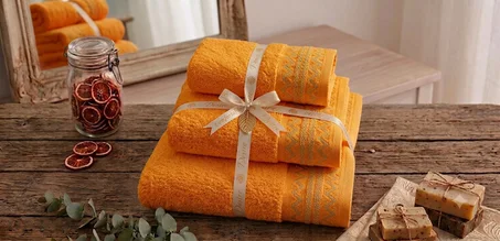 Pack de Serviettes 100% Coton / 470 Grm/m2 couleur Jaune Safran