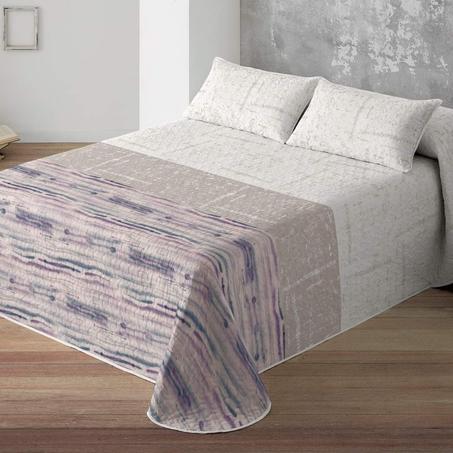 Couvre-lit  boutis double face  Degradé taupe UNIFABRICS comprend 2 Housses d'oreillers