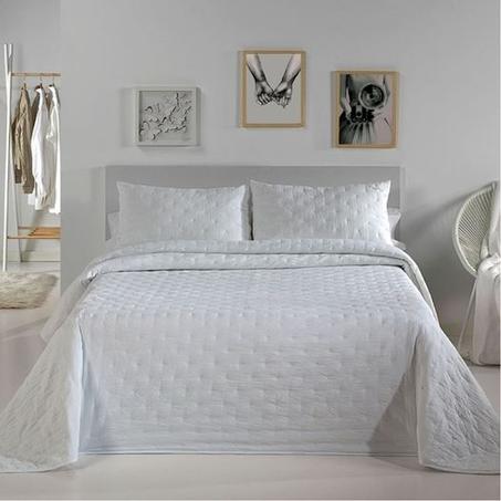 Couvrelit/Couette de la marque POLO-POLO 250x260 cm + 2 oreillers  Couleur : Gris Clair