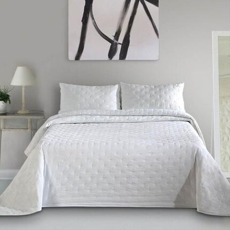 Couvrelit/Couette de la marque POLO-POLO 250x260 cm + 2 oreillers Couleur : Blanc