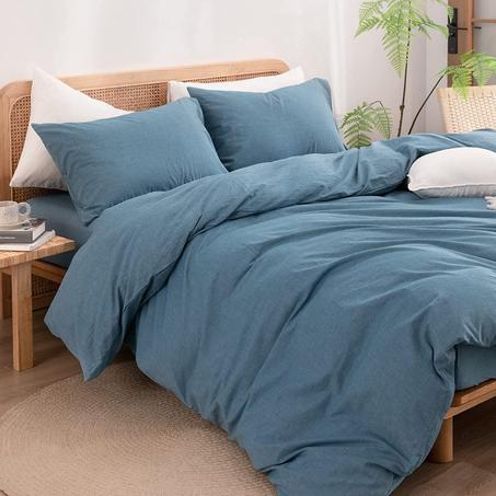 Housse Couette Bleu Djean+ Taies d'oreillers Offerts -Doux & Antiallergique 240X260 CM