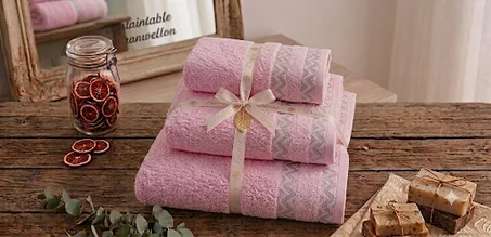 Pack de Serviettes 100% Coton / 470 Grm/m2 couleur Élégance Rosée"