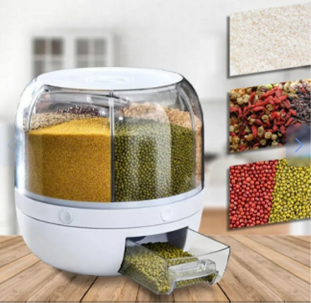 موزع الحبوب الدوار من 6 أقسام للحفاظ على المطبخ