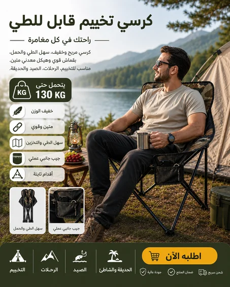 كرسي تخييم قابل للطي ⛺ راحتك في كل مغامرة!