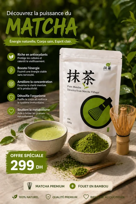 Pure Matcha Poudre 100 % Bio avec fouet