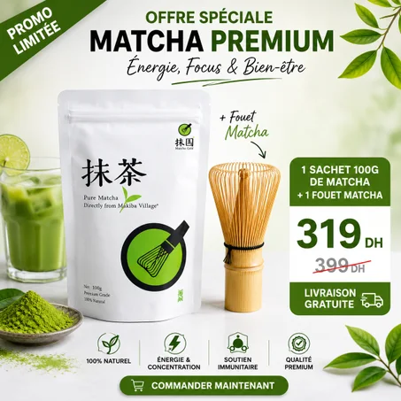 Pure Matcha Poudre 100G Bio avec fouet