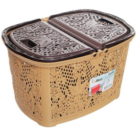 Violet 2008 Plastic Oval Laundry Box With Holder - Brown