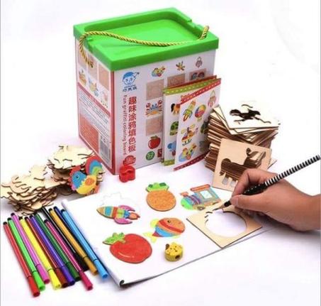 Drawing Toys Set Graffiti Coloring Wooden Board