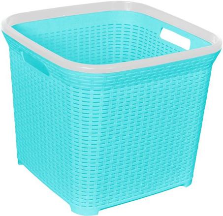Laundry Basket - Turquoise and White