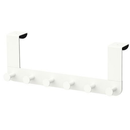 Door Hanger with 6 Hooks, White Color, Steel Epoxy/Polyester Powder Coated, 35cm - I51665K