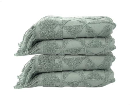 Ariika Granada Patterned Hand Towel Set, 4 Pieces - Green
