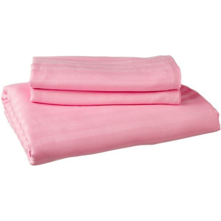 طقم ملاية سرير قطن سادة بشرائط من روزا هوم، 3 قطع، 220×240 سم - روز