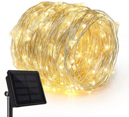 2 Pack Solar Powered String Lights, 100 LED Copper Wire Lighting, Starry String Light, Waterproof Solar Decoration Lamp for Gardens, Home, Dancing, Party ( Warm White)