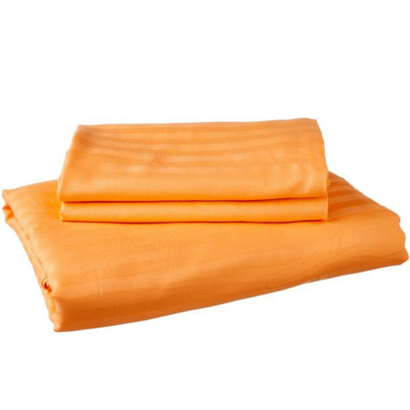 طقم ملاية سرير قطن سادة بشرائط من روزا هوم، 3 قطع، 220×240 سم - برتقالي