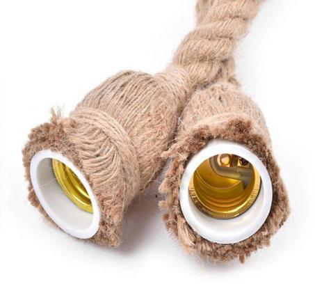 1Pc Retro Hemp Rope Pendant Light/ Ceiling Lamp/ Loft Chandelier Double Heads