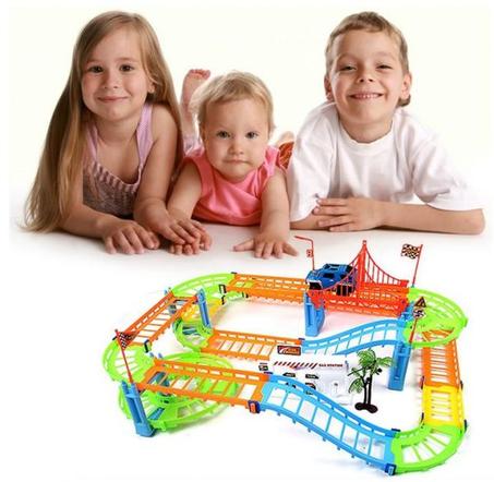 DIY 3D Electric Rail Car Train Track Multilayer Construction Vehicles model Assemble Educational Toys Gift For Kids Children Boy