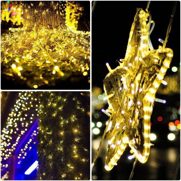 Qedertek Solar Fairy Lights Warm White Patio Party Decoration Wedding 2 Pack 100 LED Copper Wire Starry String Lights with 8 Lighting Modes Outdoor Decorative Lights for Garden Lawn 