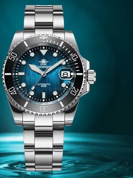 ساعة غوص ADDIESDIVE الجديدة مقاس 41 مم، أوتوماتيكية، زجاج ياقوتي، طلاء مضاد للانعكاس، مقاومة للماء حتى عمق 200 متر، ساعة يد مضيئة AD2536