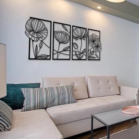 لوحة جدارية على شكل ورود من الخشب