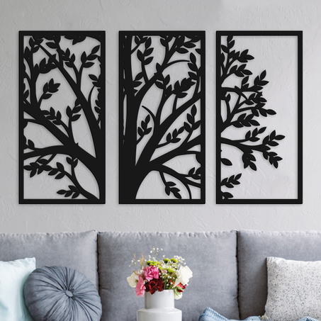 لوحة جدارية على شكل شجرة من الخشب