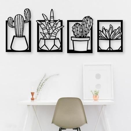 لوحة جدارية على شكل الصبار من الخشب