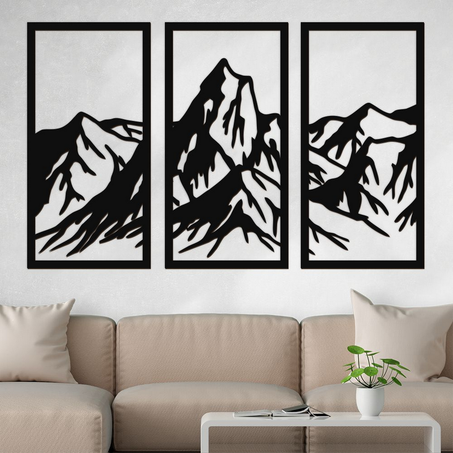 لوحة جدارية على شكل جبال من الخشب