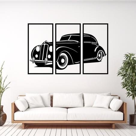 لوحة جدارية على شكل سيارة من الخشب