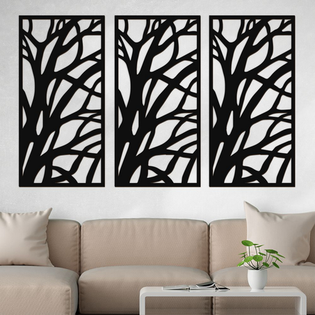 لوحة جدارية على شكل أغصان الشجر من الخشب