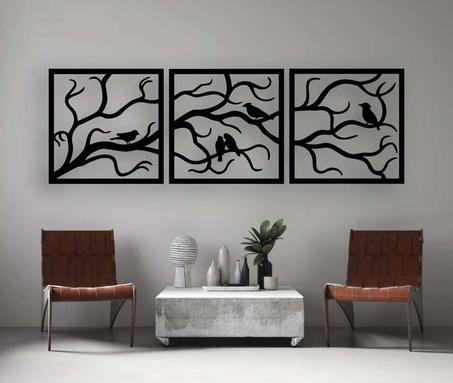 لوحة جدارية على شكل أغصان و عصافير من الخشب