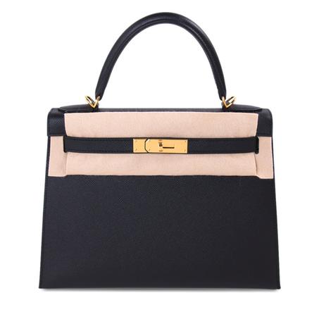 HERMES KELLY 28 RETOURNÉ NOIR BLACK