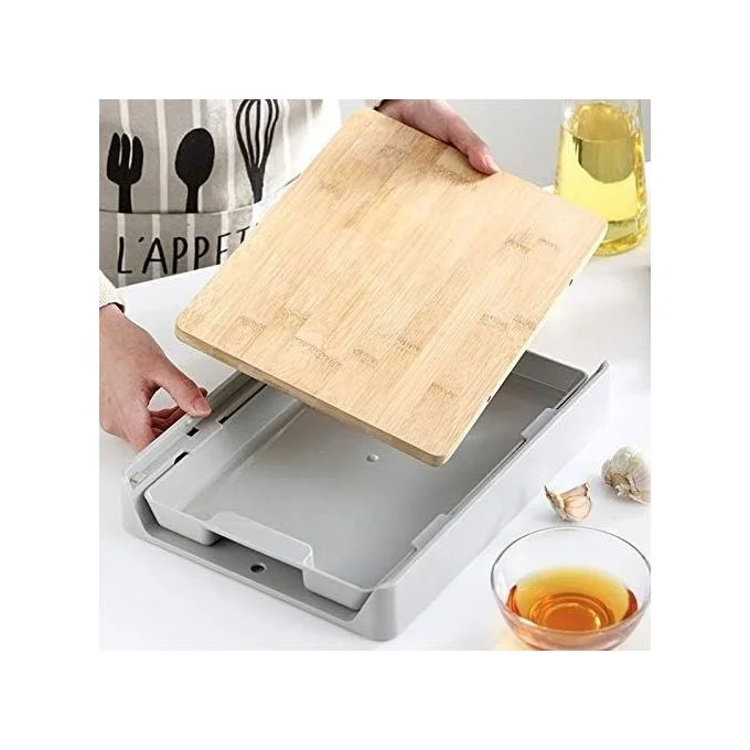 لوح تقطيع صحي من الخيزران مع درج :  نظافة - سرعة و تنظيم في مطبخك