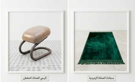 باقة الخشوع التام: سجادة زمردية وكرسي صلاة مريح + سبحة هدية