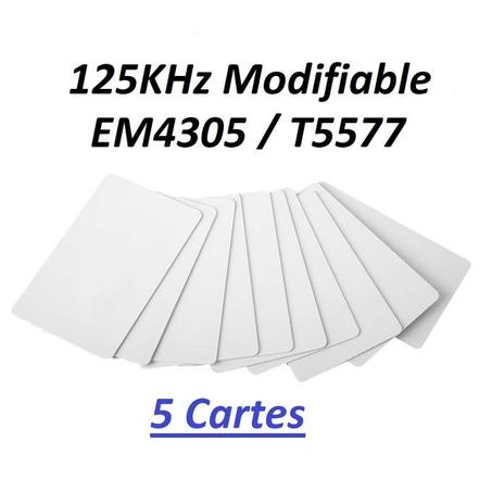 5 Cartes vierge réinscriptible,125KHz RFID de contrôle d'accès, cartes modifiable , T5577, 5200, EM4305