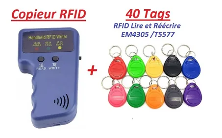 Copieur RFID 125KHz, et 40 Tags EM4305 RFID 125KHz