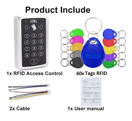 Digicode, Clavier de contrôle d'accès RFID 125KHz Avec 60 Tags RFID, lecteur de carte EM