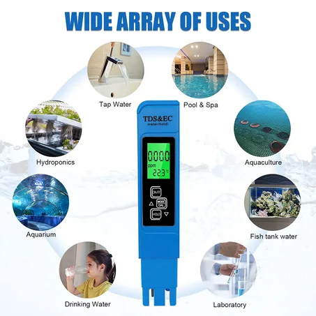 Testeur de Qualité de l'eau, TDS&EC Mètre Température, 3 en 1