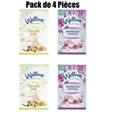 Pack 4 Pièces   Désodorisant Armoir et Placard 2 Parfum : Savon Marseille et Magnolia Frais
