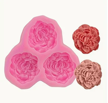 1pc Moule en Silicone Rose pour Fabrication Artisanat en forme de 3 fleures.