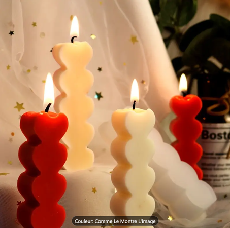 1 Pc Moule à Bougie en Silicone 5 Cavités en Forme de Cœur