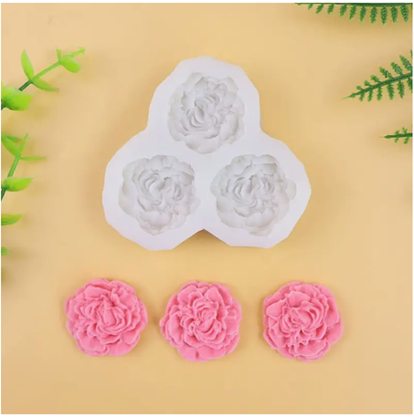 1 Pc Moule en silicone fleurs 3D-3 cavités