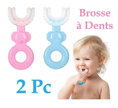 2 Pc Brosse à dents en silicone pour enfants en forme U