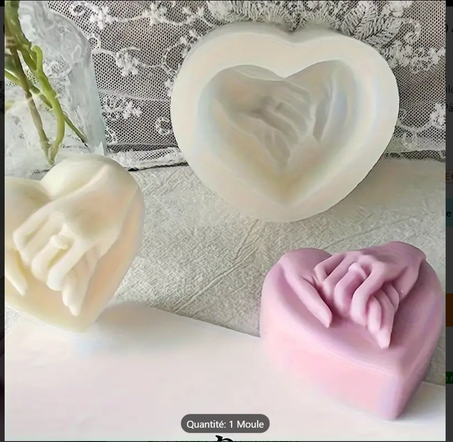 1 Pc Moule En Silicone  En Forme Cœur Main dans la Main
