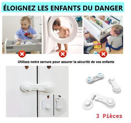 3 Pièces Serrure de sécurité pour Armoire, Réfrigérateur, Tiroir ....