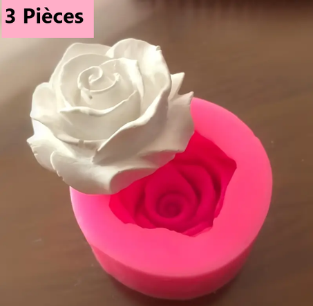 Lot de 3 Moules En Silicone En Forme De Rose Pour La Fabrication De Savon bougie