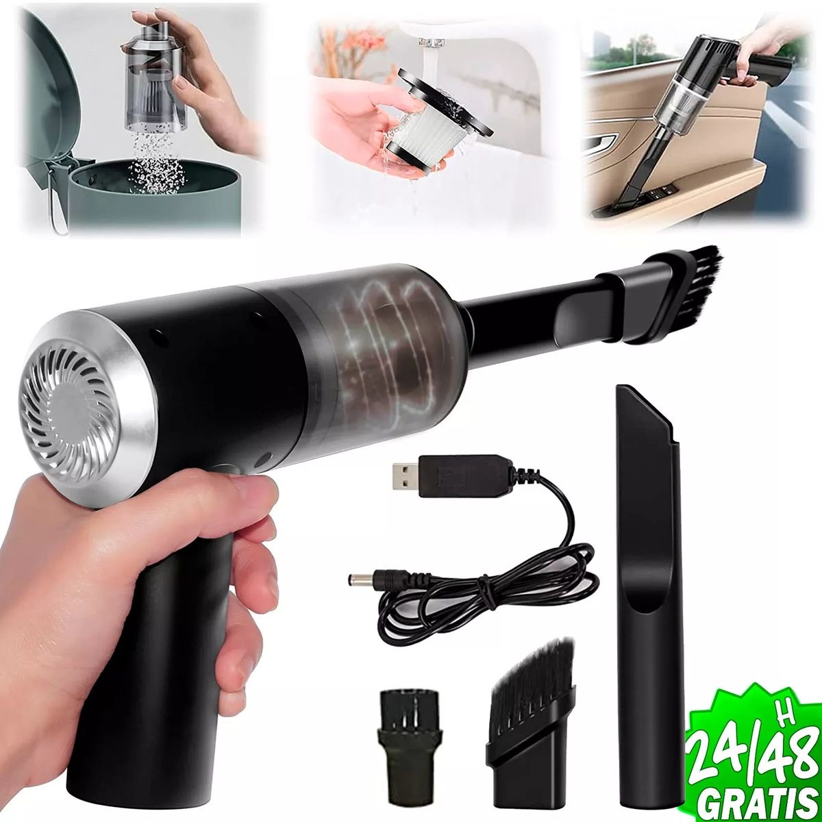 Aspirateur soufflant intégré pour voiture et ménage, chargement USB, aspirateur soufflant, petit, 3 en 1